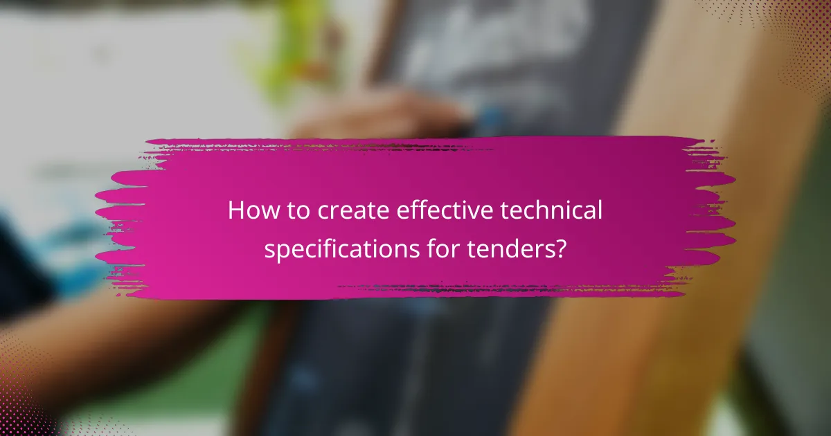 How to create effective technical specifications for tenders?