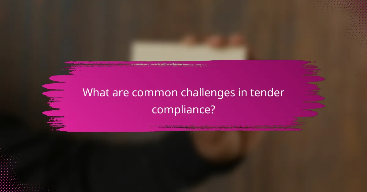 What are common challenges in tender compliance?