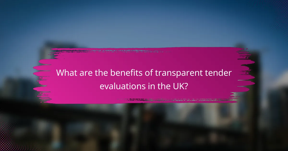 What are the benefits of transparent tender evaluations in the UK?