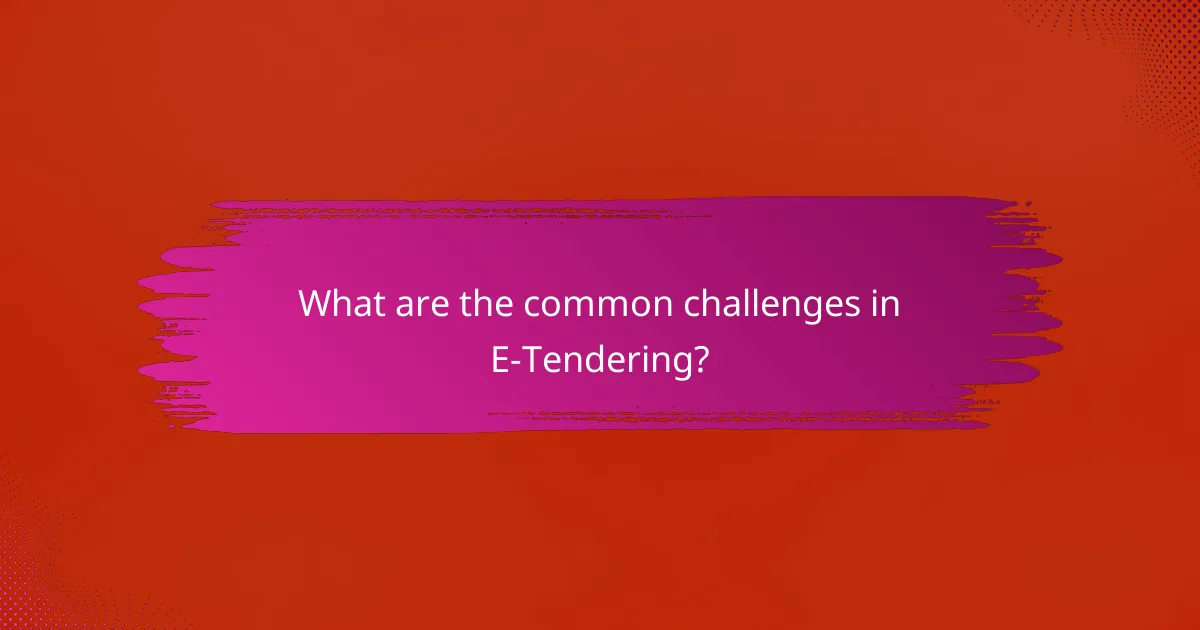 What are the common challenges in E-Tendering?