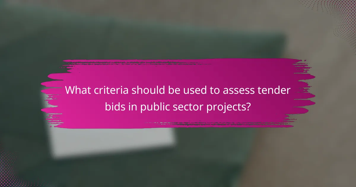 What criteria should be used to assess tender bids in public sector projects?